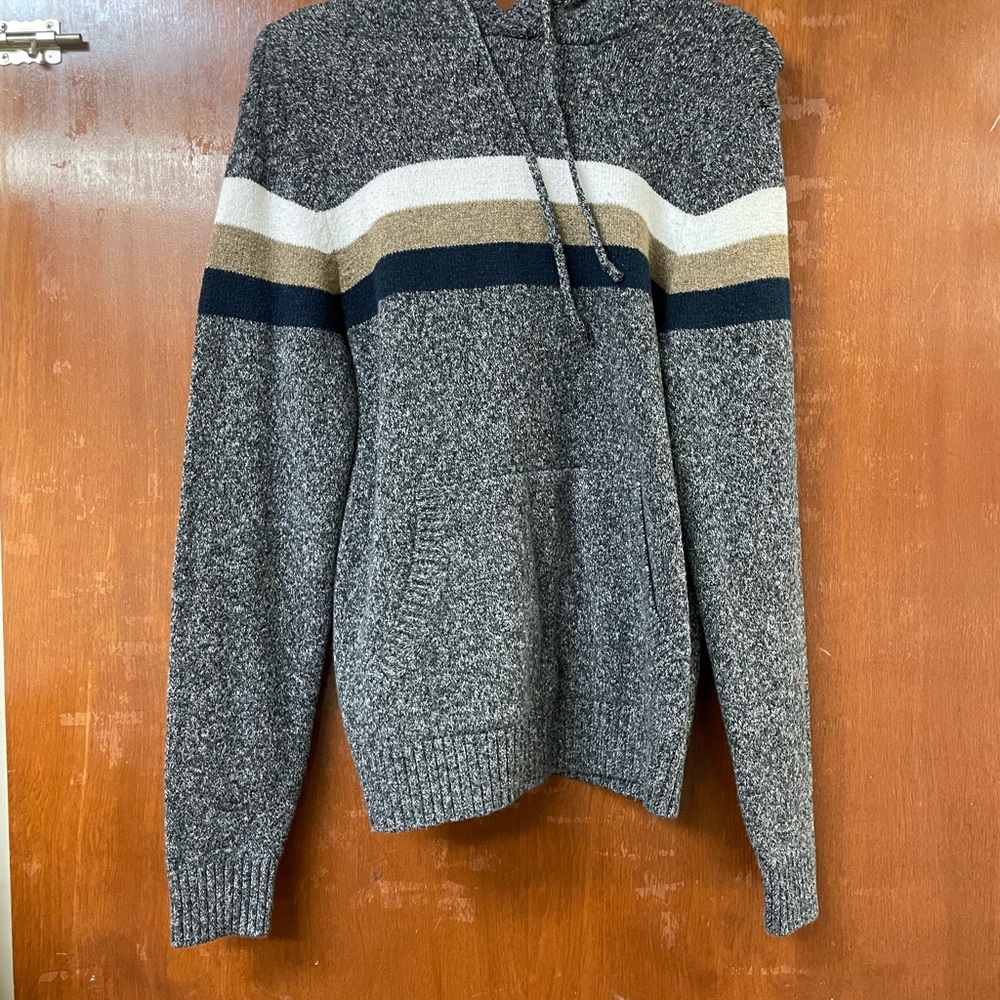Old Navy Hooded Charcoal Knit Sweater